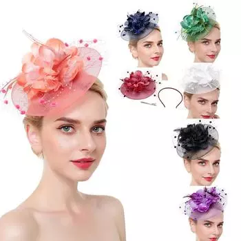 Женская повязка на голову с зажимом для шляпы Fascinator Свадьбы Ladies Day Скачки Royal Ascot чёрный