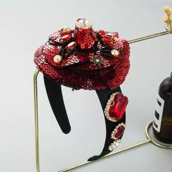 Женская повязка на голову со стразами и блестками роза, персонализированная повязка на голову, великолепный обруч для волос