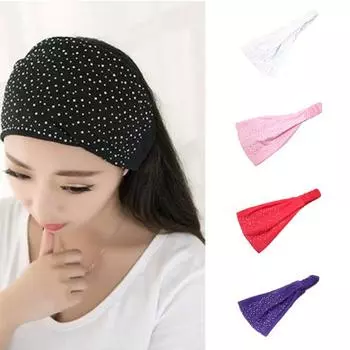 Женская повязка на голову со стразами, мягкая тюрбанная повязка на голову серый