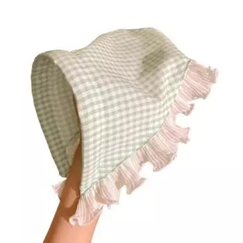 Женская повязка на голову в клетку с кружевным принтом, треугольный шарф, нескользящая повязка на голову в пасторальном стиле, обруч для волос, аксессуар для волос зелёный