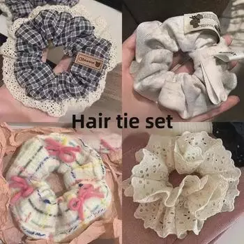 Женская повязка на голову в синюю клетку - британский стиль колледжа, модный аксессуар из французского кружева в стиле ретро