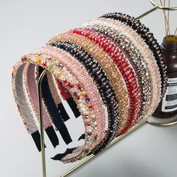 Женская повязка на голову, высококачественная повязка на голову с тонкими краями, наушники с кристаллами ручной работы OneSize чёрный