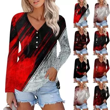 Женская повседневная элегантная удобная модная футболка с V-образным вырезом и принтом на Хэллоуин XXXL серый