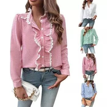 Женская повседневная элегантная удобная рубашка с круглым вырезом и длинным рукавом, контрастного цвета в полоску XL