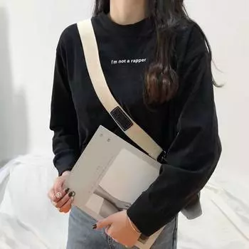 Женская повседневная базовая футболка с надписью Элегантный топ с длинным рукавом High Street Свободные повседневные футболки Новые M