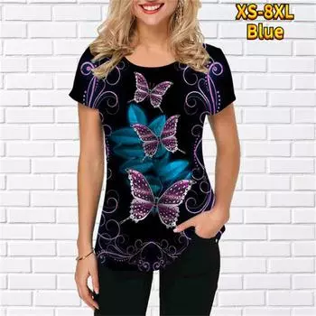 Женская повседневная базовая футболка с винтажным принтом, новинка 2023 года, рубашка с круглым вырезом и короткими рукавами, новый дизайн, летняя модная футболка S