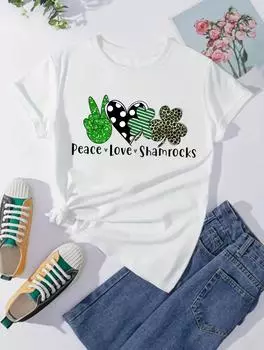 Женская повседневная белая футболка с простым принтом S