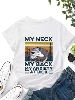 Женская повседневная белая футболка с простым принтом S