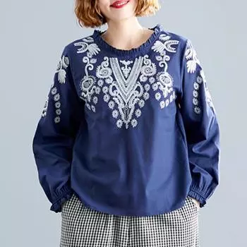 Женская повседневная блузка с длинным рукавом и оборками, вышитыми цветами, рукавом «летучая мышь» с круглым вырезом, женские хлопковые топы S белый