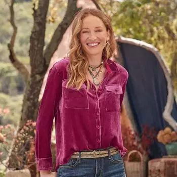 Женская повседневная блузка-топ однотонная ретро рубашка с длинными рукавами из золотистого бархата для женщин S фиолетовый