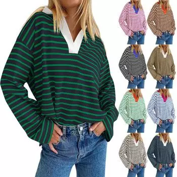 Женская повседневная цветная толстовка с V-образным вырезом и длинными рукавами, повседневный топ L армия зеленый