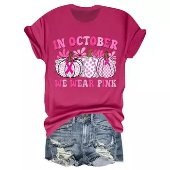 Женская повседневная футболка на Хэллоуин с принтом груди, пуловер с круглым вырезом, топ с короткими рукавами S