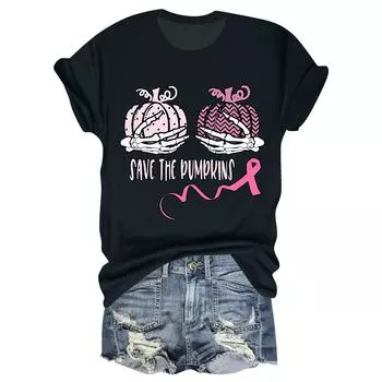 Женская повседневная футболка на Хэллоуин с принтом груди, пуловер с круглым вырезом, топ с короткими рукавами L чёрный