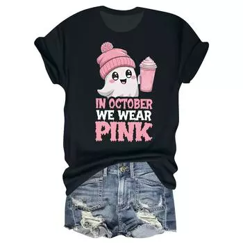 Женская повседневная футболка на Хэллоуин с принтом груди, пуловер с круглым вырезом, топ с короткими рукавами L чёрный