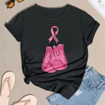 Женская повседневная футболка на Хэллоуин с принтом груди, пуловер с круглым вырезом, топ с короткими рукавами L