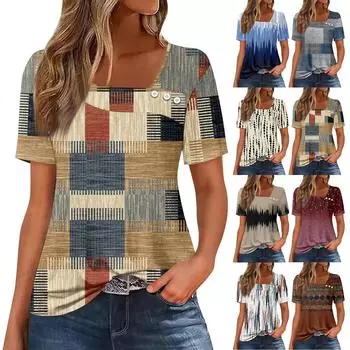 Женская повседневная футболка с асимметричным вырезом и коротким рукавом, декоративная пуговица L верблюд