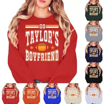 Женская повседневная футболка с длинными рукавами и круглым вырезом с принтом и верхом с буквами L бежевый