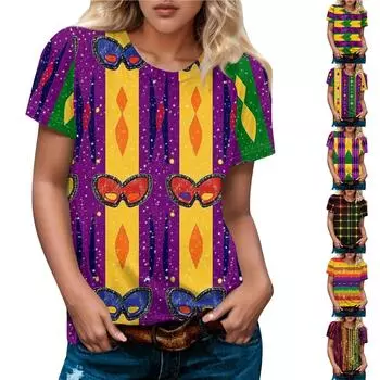 Женская повседневная футболка с коротким рукавом и круглым вырезом с принтом L чёрный