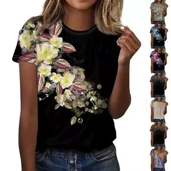 Женская повседневная футболка с коротким рукавом и круглым вырезом с пасхальным принтом L бронзовый