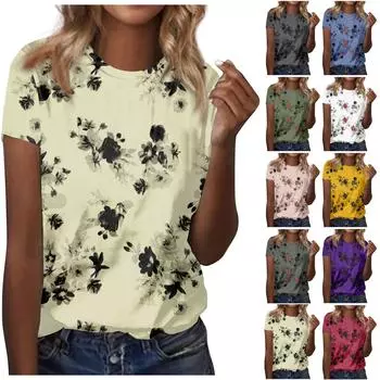 Женская повседневная футболка с короткими рукавами и принтом