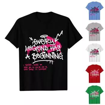 Женская повседневная футболка с короткими рукавами и круглым вырезом с принтом и буквенным топом L чёрный