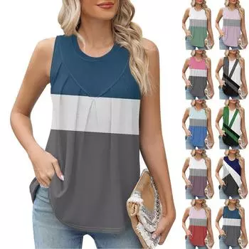 Женская повседневная футболка с короткими рукавами и круглым вырезом, плиссированный топ с принтом L