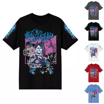 Женская повседневная футболка с короткими рукавами и круглым вырезом с принтом и буквенным топом L чёрный