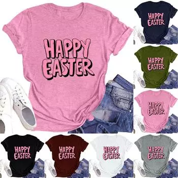 Женская повседневная футболка с короткими рукавами и круглым вырезом с принтом и буквенным топом L армия зеленый