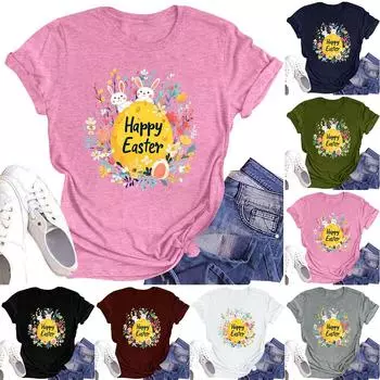 Женская повседневная футболка с короткими рукавами и круглым вырезом с принтом и буквенным топом L армия зеленый