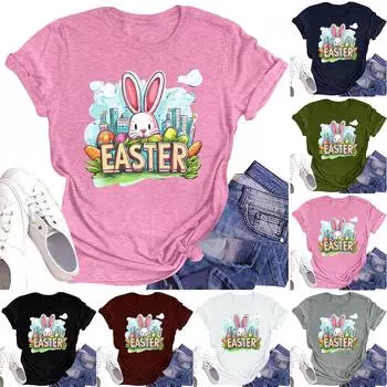 Женская повседневная футболка с короткими рукавами и круглым вырезом с принтом и буквенным топом L