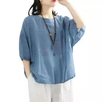 Женская повседневная футболка с круглым вырезом 45355, пуловер с рукавами «летучая мышь», однотонная блузка свободного покроя, уличная одежда L розовый