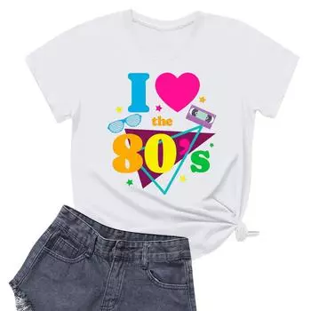 Женская повседневная футболка с круглым вырезом и короткими рукавами с принтом XL белый