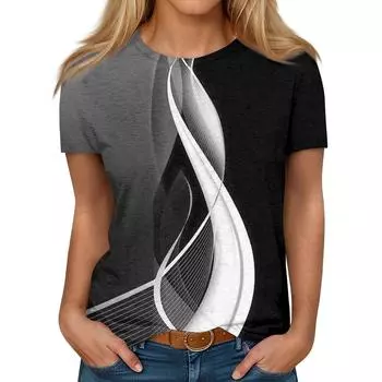 Женская повседневная футболка с круглым вырезом и короткими рукавами с принтом XXL