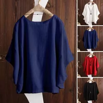 Женская повседневная футболка с круглым вырезом и коротким рукавом с надписью «летучая мышь», свободный крой, однотонный пуловер, топы L красный