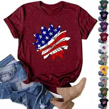 Женская повседневная футболка с круглым вырезом и коротким рукавом с принтом L чёрный