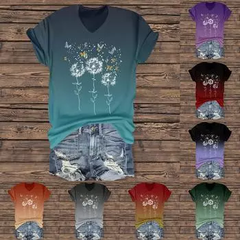 Женская повседневная футболка с круглым вырезом и цветочным принтом, длинный рукав M