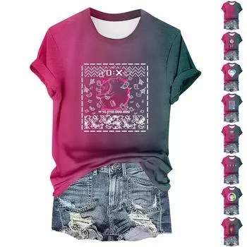 Женская повседневная футболка с круглым вырезом и цветочным принтом, длинный рукав L темно-зеленого