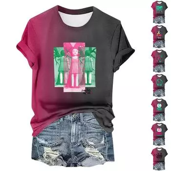 Женская повседневная футболка с круглым вырезом и цветочным принтом, длинный рукав L