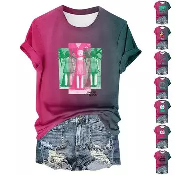 Женская повседневная футболка с круглым вырезом и цветочным принтом, длинный рукав L