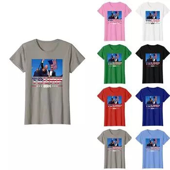 Женская повседневная футболка с круглым вырезом и принтом M