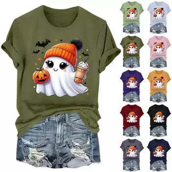 Женская повседневная футболка с круглым вырезом и коротким рукавом, пуловер L армия зеленый