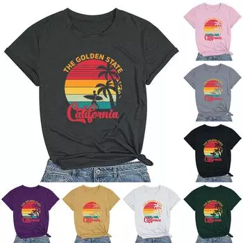 Женская повседневная футболка с круглым вырезом и короткими рукавами с принтом S розовый