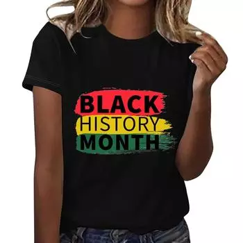 Женская повседневная футболка с круглым вырезом и принтом, топ с короткими рукавами, топ/рубашка с круглым вырезом с короткими рукавами L чёрный