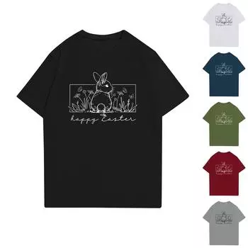 Женская повседневная футболка с круглым вырезом и короткими рукавами с принтом L армия зеленый