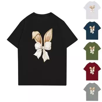 Женская повседневная футболка с круглым вырезом и короткими рукавами с принтом L армия зеленый