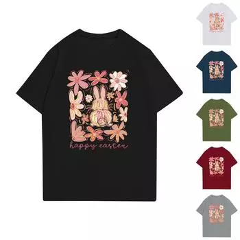 Женская повседневная футболка с круглым вырезом и короткими рукавами с принтом L армия зеленый