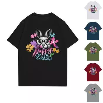 Женская повседневная футболка с круглым вырезом и короткими рукавами с принтом M чёрный