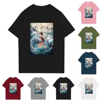 Женская повседневная футболка с круглым вырезом и короткими рукавами с принтом XL