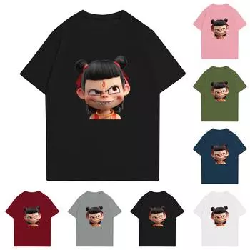 Женская повседневная футболка с круглым вырезом и короткими рукавами с принтом L чёрный