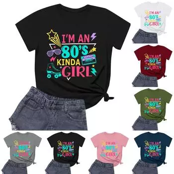 Женская повседневная футболка с круглым вырезом и короткими рукавами с принтом L армия зеленый